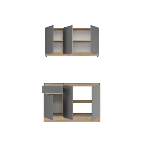 Set mobila bucatarie K-5 fără blat de masă, 120 х 204 х 60 cm, Stejar Sonoma, Grafit
