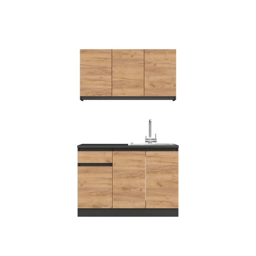 Set mobila bucatarie K-5, 120 х 204 х 60 cm, Antracit, Stejar kraft gold