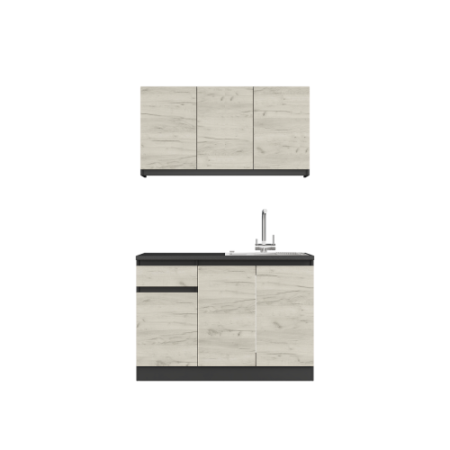 Set mobila bucatarie K-5, 120 х 204 х 60 cm, Antracit, Stejar kraft alb