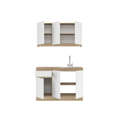 Set mobila bucatarie K-5, 120 х 204 х 60 cm, Stejar Sonoma, Alb