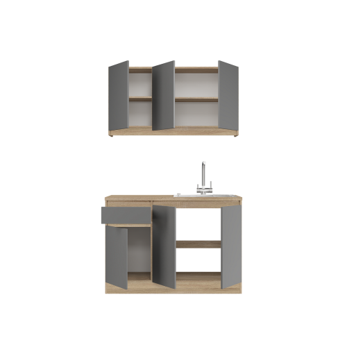 Set mobila bucatarie K-5, 120 х 204 х 60 cm, Stejar Sonoma, Grafit Set mobila bucatarie K-5, 120 х 204 х 60 cm, Stejar Sonoma, Grafit