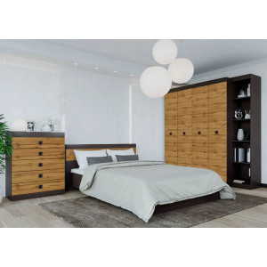 Set de dormit Sonata 10, Wenge inchis, Stejar kraft gold