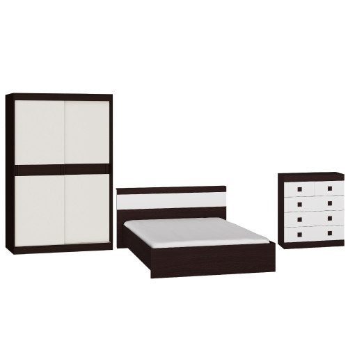 Set de dormit Sonata 15, Wenge inchis, Alb