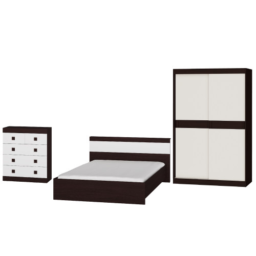 Set de dormit Sonata 15, Wenge inchis, Alb