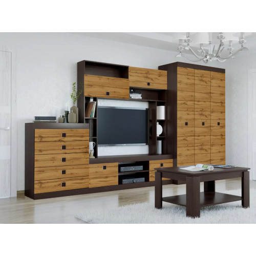 Camera de zi Sonata set 28, Wenge inchis, Stejar kraft gold