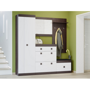 Set pentru holul de intrare Sonata 21, Wenge inchis, Alb