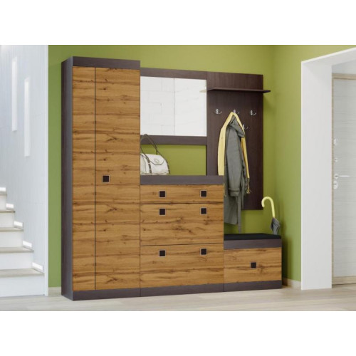 Set pentru holul de intrare Sonata 21, Wenge inchis, Stejar kraft gold