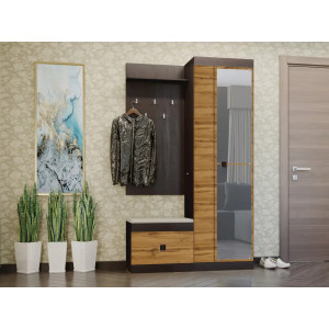 Set pentru holul de intrare Sonata 18, Wenge inchis, Stejar kraft gold