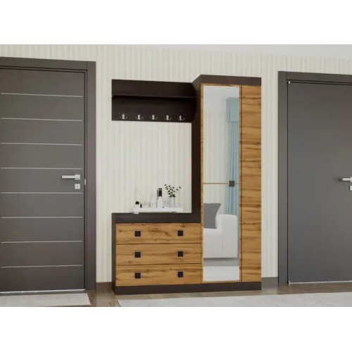 Set pentru holul de intrare Sonata 17, Wenge inchis, Stejar kraft gold
