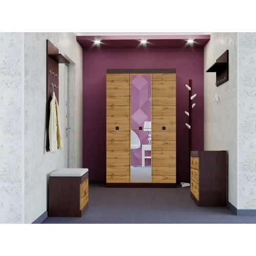Set pentru holul de intrare Sonata 19 cu oglinda, Stejar Sonoma, Alb