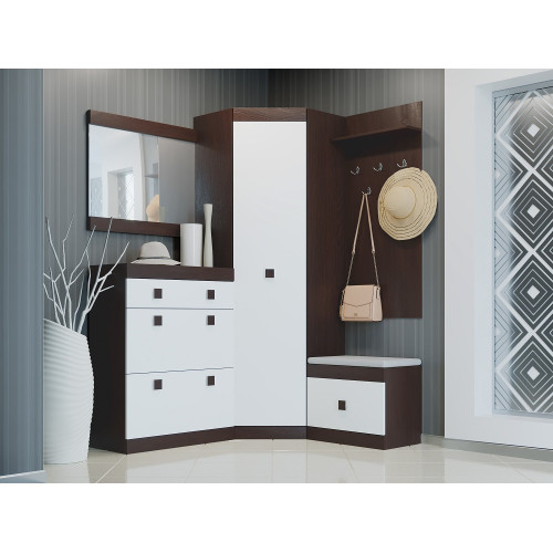 Set pentru holul de intrare Sonata 15, Wenge inchis, Alb