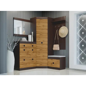 Set pentru holul de intrare Sonata 15, Wenge inchis, Stejar kraft gold