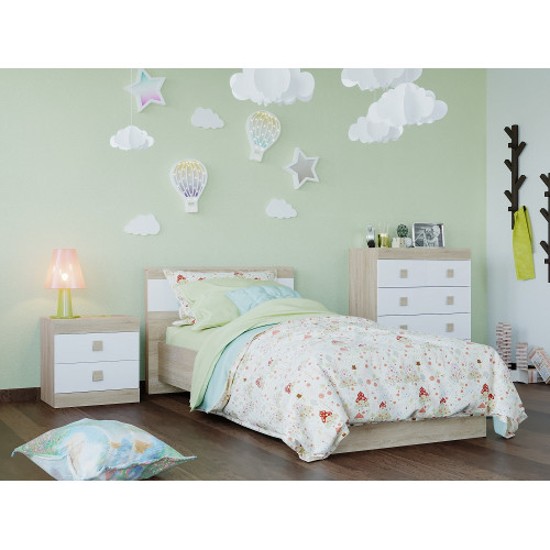Set dormitor pentru copii Sonata 8, Stejar Sonoma, Alb