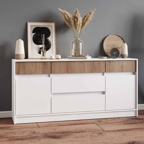 Comoda 1600 STYLE, Alb, Stejar Canella