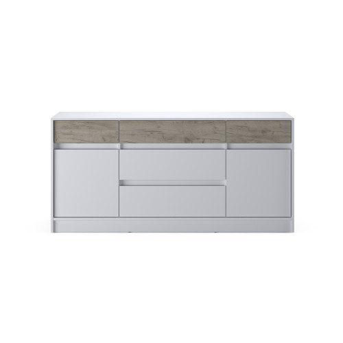 Comoda 1600 STYLE, Alb, Stejar gri kraft