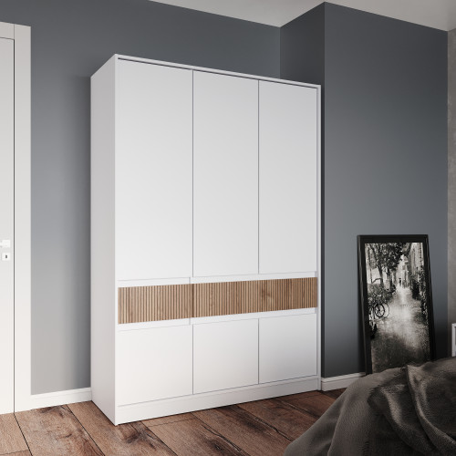Dulap 1400 STYLE, Alb, Stejar Canella