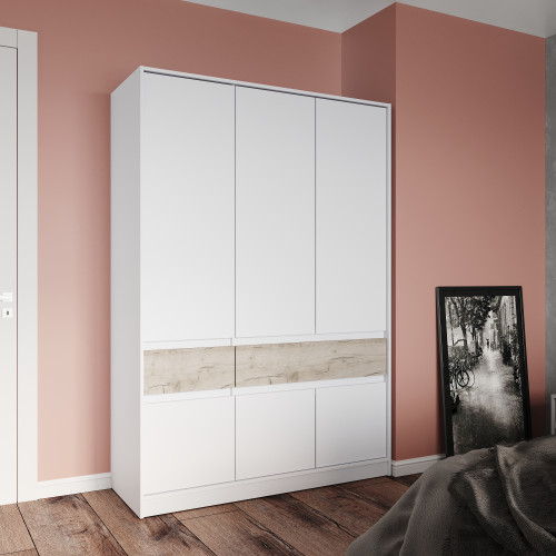 Dulap 1400 STYLE, Alb, Stejar gri kraft