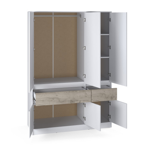 Dulap 1400 STYLE, Alb, Stejar gri kraft Dulap 1400 STYLE, Alb, Stejar gri kraft