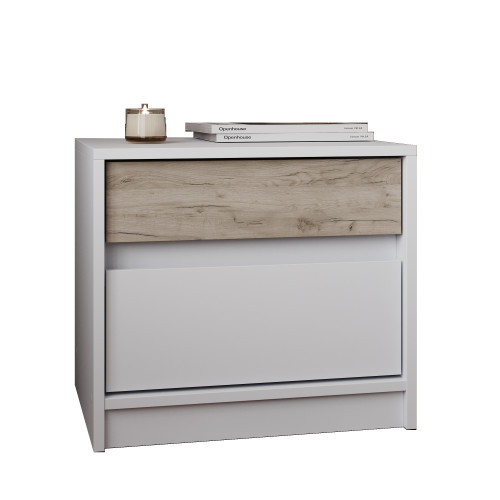 Dulap de noptiera 500 STYLE, Alb, Stejar gri kraft