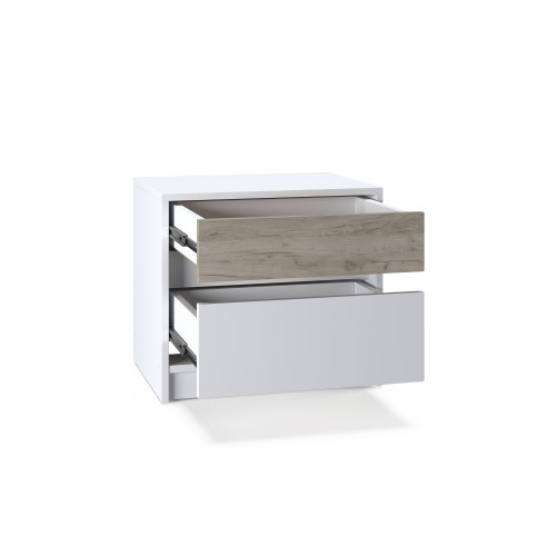 Dulap de noptiera 500 STYLE, Alb, Stejar gri kraft