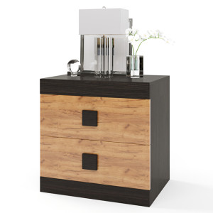 Dulap de noptiera Sonata, Wenge inchis, Stejar kraft gold