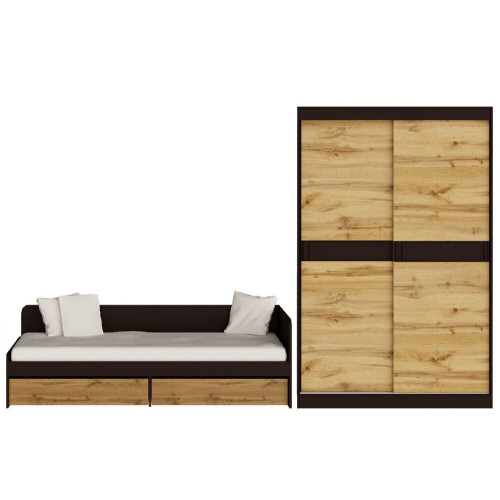 Set dormitor pentru copii Sonata 3, Wenge inchis, Alb