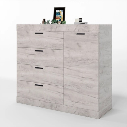 Comoda 5 Sonata, Wenge inchis, Alb