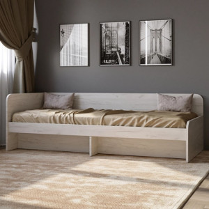 Pat Sonata 800 cu cadru de saltea din PAL 82x190 cm, Stejar Kraft Alb