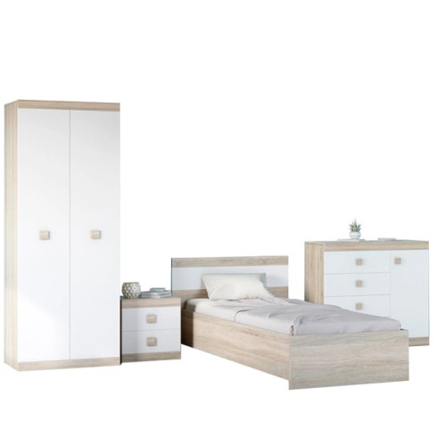 Set dormitor pentru copii Sonata 7, Wenge inchis, Alb