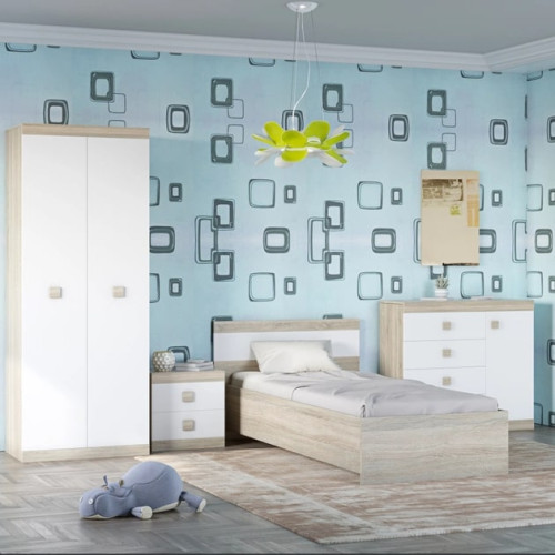 Set dormitor pentru copii Sonata 7, Stejar Sonoma, Alb