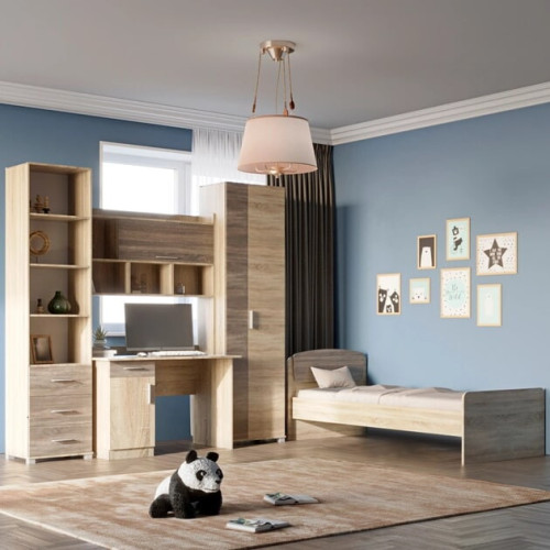 Set dormitor pentru copii Breeze 7, Wenge inchis, Stejar de lapte Set dormitor pentru copii Breeze 7, Wenge inchis, Stejar de lapte