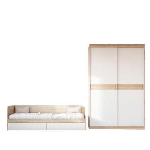 Set dormitor pentru copii Sonata 3, Wenge inchis, Alb