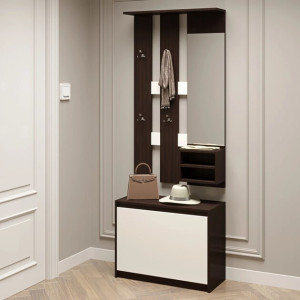 Hol de intrare Mix, Wenge inchis, Alb
