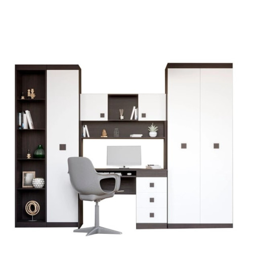 Set dormitor pentru copii Sonata 4, Wenge inchis, Alb