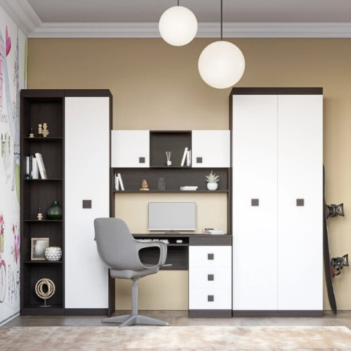 Set dormitor pentru copii Sonata 4, Wenge inchis, Alb