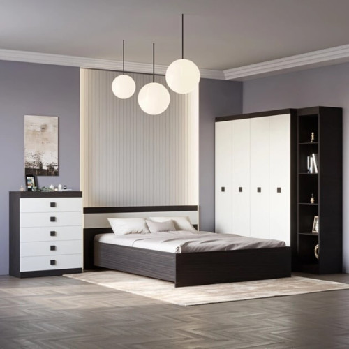 Set de dormit Sonata 10, Wenge inchis, Alb