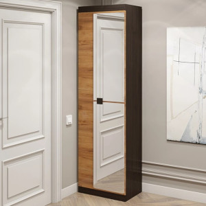 Dulap cu doua usi 600 Sonata cu oglinda, Wenge inchis, Stejar kraft gold