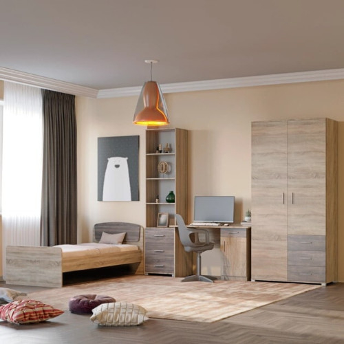 Set dormitor pentru copii Breeze 9, Wenge inchis, Stejar de lapte Set dormitor pentru copii Breeze 9, Wenge inchis, Stejar de lapte