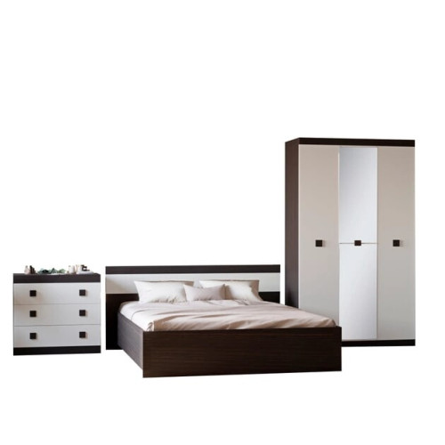 Set de dormit Sonata 13, Wenge inchis, Alb