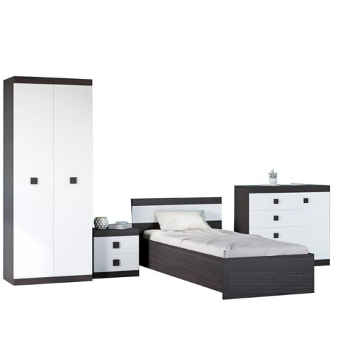Set dormitor pentru copii Sonata 7, Wenge inchis, Alb