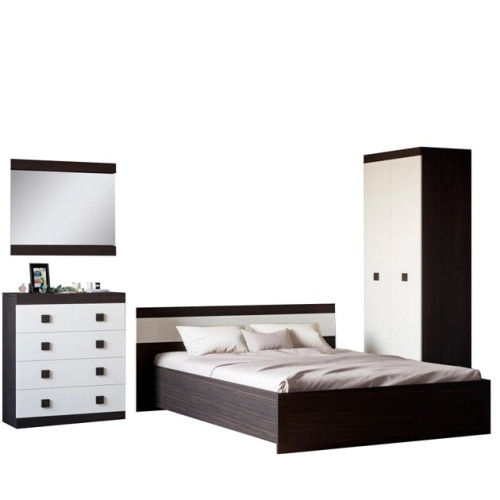 Set de dormit Sonata 14, Wenge inchis, Alb