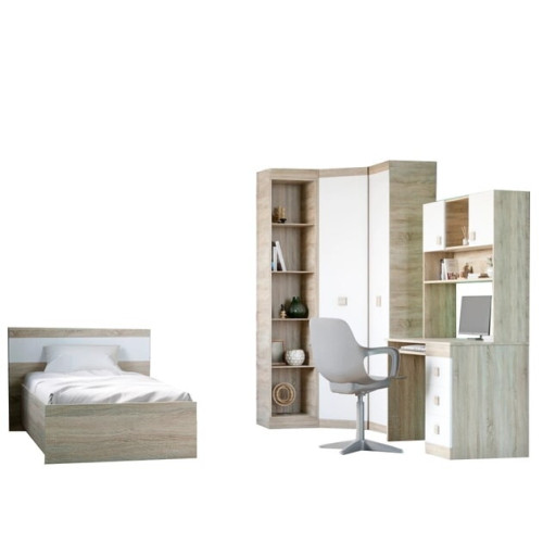 Set dormitor pentru copii Sonata 11, Wenge inchis, Alb