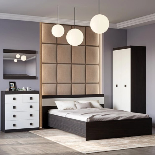 Set de dormit Sonata 14, Wenge inchis, Alb