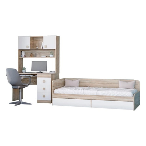 Set dormitor pentru copii Sonata 9, Stejar Kraft Alb