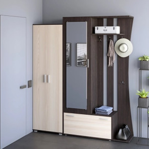 Set de hol Aveo 2 si dulap ShP 1, Wenge inchis, Stejar de lapte