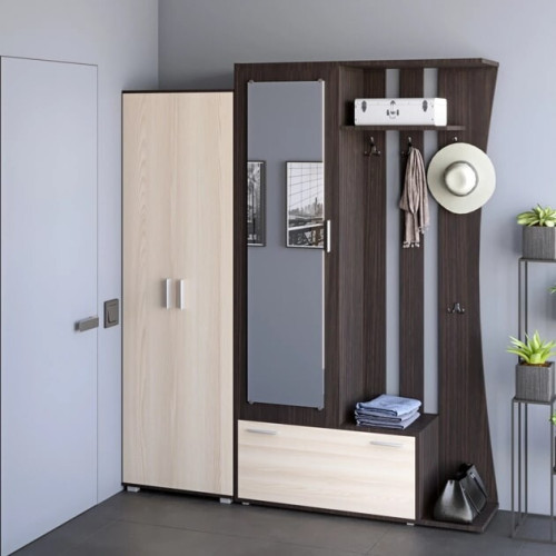 Set de hol Aveo 2 si dulap ShP 1, Wenge inchis, Stejar de lapte
