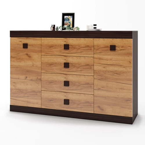 Comoda 8 Sonata, Wenge inchis, Alb