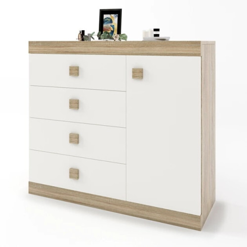 Comoda 5 Sonata, Wenge inchis, Alb