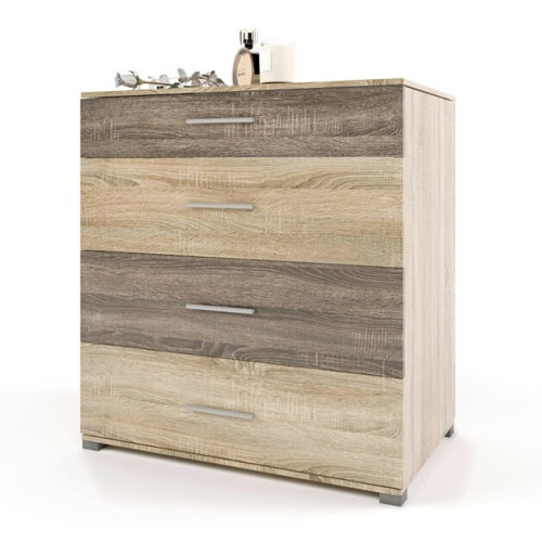 Comoda Breeze K-5, Wenge inchis, Stejar de lapte, Ghidaje telescopice Comoda Breeze K-5, Wenge inchis, Stejar de lapte, Ghidaje telescopice