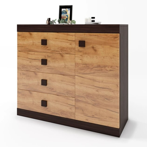 Comoda 5 Sonata, Wenge inchis, Alb